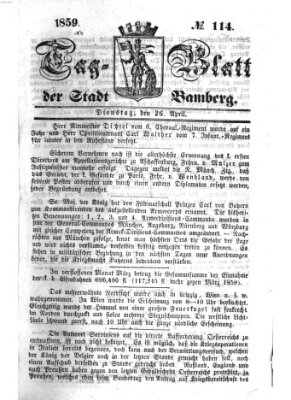 Tag-Blatt der Stadt Bamberg (Bamberger Tagblatt) Dienstag 26. April 1859