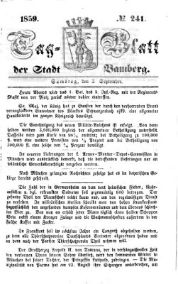Tag-Blatt der Stadt Bamberg (Bamberger Tagblatt) Samstag 3. September 1859
