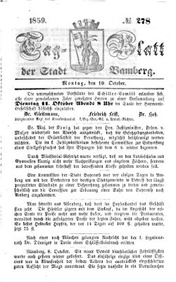 Tag-Blatt der Stadt Bamberg (Bamberger Tagblatt) Montag 10. Oktober 1859