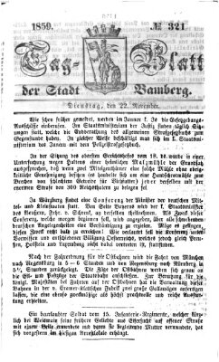 Tag-Blatt der Stadt Bamberg (Bamberger Tagblatt) Dienstag 22. November 1859