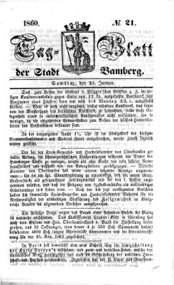 Tag-Blatt der Stadt Bamberg (Bamberger Tagblatt) Samstag 21. Januar 1860