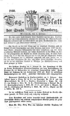 Tag-Blatt der Stadt Bamberg (Bamberger Tagblatt) Mittwoch 1. Februar 1860