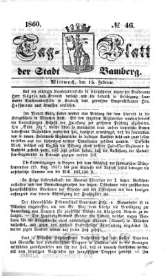 Tag-Blatt der Stadt Bamberg (Bamberger Tagblatt) Mittwoch 15. Februar 1860