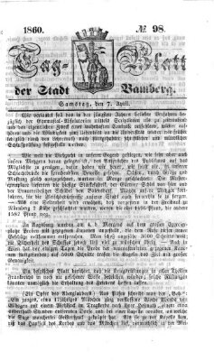 Tag-Blatt der Stadt Bamberg (Bamberger Tagblatt) Samstag 7. April 1860