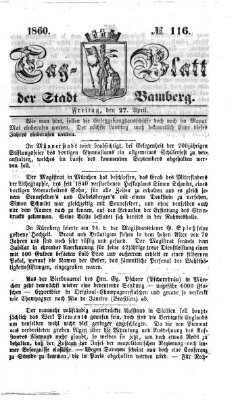 Tag-Blatt der Stadt Bamberg (Bamberger Tagblatt) Freitag 27. April 1860