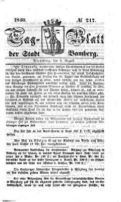 Tag-Blatt der Stadt Bamberg (Bamberger Tagblatt) Dienstag 7. August 1860