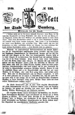 Tag-Blatt der Stadt Bamberg (Bamberger Tagblatt) Mittwoch 22. August 1860