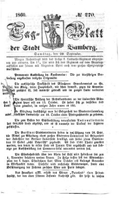 Tag-Blatt der Stadt Bamberg (Bamberger Tagblatt) Samstag 29. September 1860