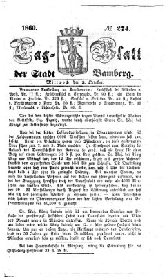 Tag-Blatt der Stadt Bamberg (Bamberger Tagblatt) Mittwoch 3. Oktober 1860
