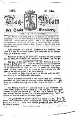 Tag-Blatt der Stadt Bamberg (Bamberger Tagblatt) Dienstag 13. November 1860