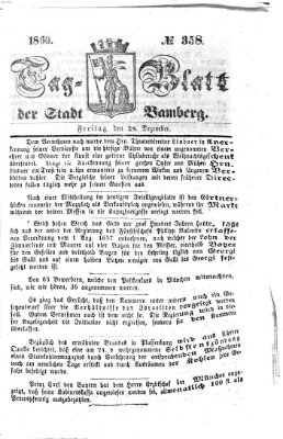 Tag-Blatt der Stadt Bamberg (Bamberger Tagblatt) Freitag 28. Dezember 1860