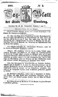 Tag-Blatt der Stadt Bamberg (Bamberger Tagblatt) Donnerstag 3. Januar 1861