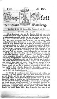 Tag-Blatt der Stadt Bamberg (Bamberger Tagblatt) Freitag 12. Juli 1861