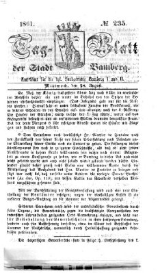 Tag-Blatt der Stadt Bamberg (Bamberger Tagblatt) Mittwoch 28. August 1861