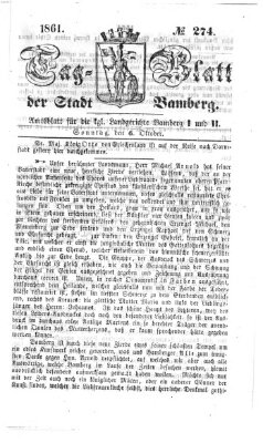 Tag-Blatt der Stadt Bamberg (Bamberger Tagblatt) Sonntag 6. Oktober 1861