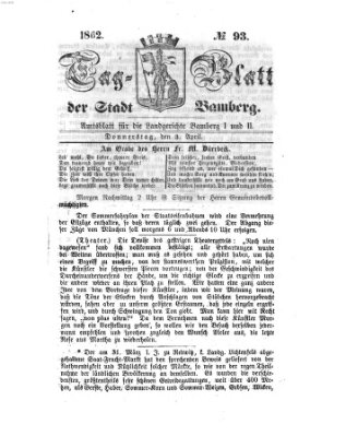Tag-Blatt der Stadt Bamberg (Bamberger Tagblatt) Donnerstag 3. April 1862