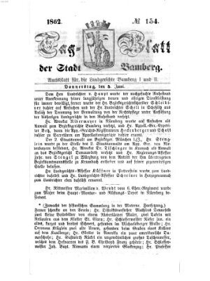 Tag-Blatt der Stadt Bamberg (Bamberger Tagblatt) Donnerstag 5. Juni 1862
