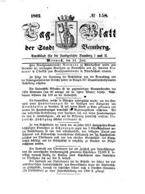 Tag-Blatt der Stadt Bamberg (Bamberger Tagblatt) Mittwoch 11. Juni 1862