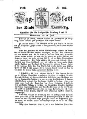 Tag-Blatt der Stadt Bamberg (Bamberger Tagblatt) Mittwoch 18. Juni 1862