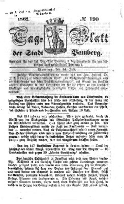 Tag-Blatt der Stadt Bamberg (Bamberger Tagblatt) Montag 14. Juli 1862