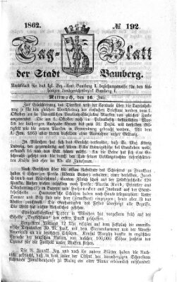 Tag-Blatt der Stadt Bamberg (Bamberger Tagblatt) Mittwoch 16. Juli 1862