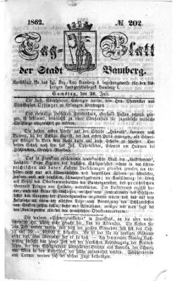 Tag-Blatt der Stadt Bamberg (Bamberger Tagblatt) Samstag 26. Juli 1862