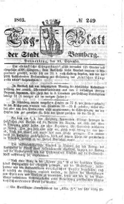 Tag-Blatt der Stadt Bamberg (Bamberger Tagblatt) Donnerstag 11. September 1862