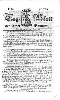 Tag-Blatt der Stadt Bamberg (Bamberger Tagblatt) Dienstag 30. September 1862