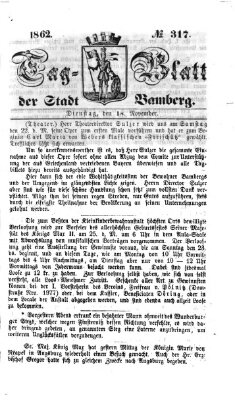 Tag-Blatt der Stadt Bamberg (Bamberger Tagblatt) Dienstag 18. November 1862