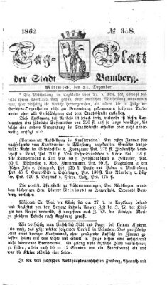 Tag-Blatt der Stadt Bamberg (Bamberger Tagblatt) Mittwoch 31. Dezember 1862