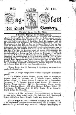 Tag-Blatt der Stadt Bamberg (Bamberger Tagblatt) Donnerstag 23. April 1863