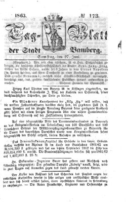 Tag-Blatt der Stadt Bamberg (Bamberger Tagblatt) Samstag 27. Juni 1863