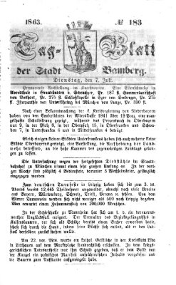 Tag-Blatt der Stadt Bamberg (Bamberger Tagblatt) Dienstag 7. Juli 1863