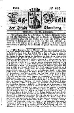 Tag-Blatt der Stadt Bamberg (Bamberger Tagblatt) Montag 28. September 1863