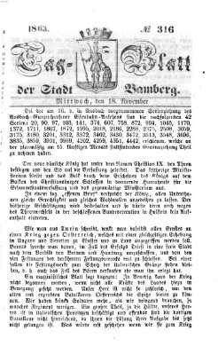 Tag-Blatt der Stadt Bamberg (Bamberger Tagblatt) Mittwoch 18. November 1863