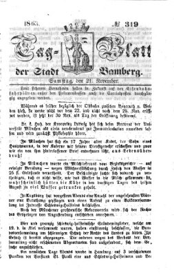 Tag-Blatt der Stadt Bamberg (Bamberger Tagblatt) Samstag 21. November 1863
