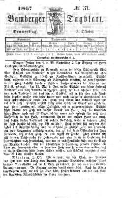 Bamberger Tagblatt Donnerstag 3. Oktober 1867