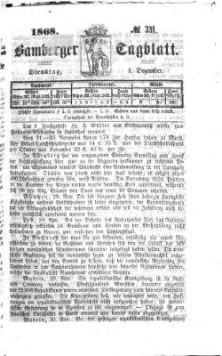 Bamberger Tagblatt Dienstag 1. Dezember 1868