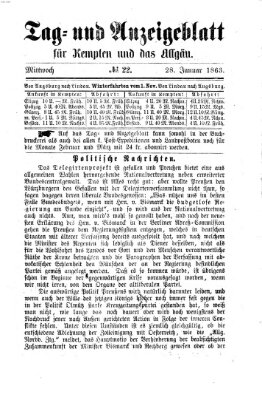 Tag- und Anzeigeblatt für Kempten und das Allgäu Mittwoch 28. Januar 1863