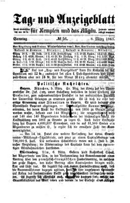 Tag- und Anzeigeblatt für Kempten und das Allgäu Sonntag 8. März 1863