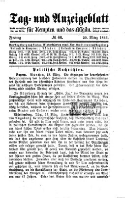 Tag- und Anzeigeblatt für Kempten und das Allgäu Freitag 20. März 1863
