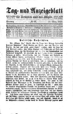 Tag- und Anzeigeblatt für Kempten und das Allgäu Sonntag 22. März 1863
