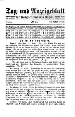 Tag- und Anzeigeblatt für Kempten und das Allgäu Freitag 24. April 1863