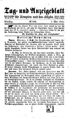 Tag- und Anzeigeblatt für Kempten und das Allgäu Dienstag 5. Mai 1863