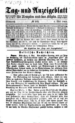 Tag- und Anzeigeblatt für Kempten und das Allgäu Mittwoch 6. Mai 1863
