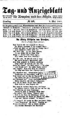 Tag- und Anzeigeblatt für Kempten und das Allgäu Samstag 9. Mai 1863