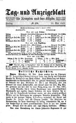 Tag- und Anzeigeblatt für Kempten und das Allgäu Freitag 29. Mai 1863