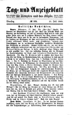Tag- und Anzeigeblatt für Kempten und das Allgäu Dienstag 21. Juli 1863