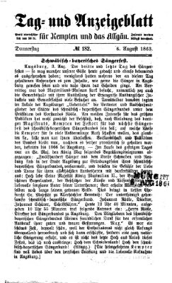 Tag- und Anzeigeblatt für Kempten und das Allgäu Donnerstag 6. August 1863