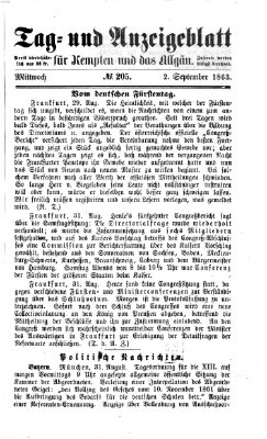 Tag- und Anzeigeblatt für Kempten und das Allgäu Mittwoch 2. September 1863